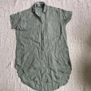 Cut Loose Women's Green Linen Button Dress - Size Small